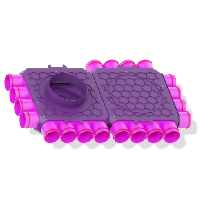 Skrzynka rozdzielcza dwumodułowa przelotowa 200mm, 20x75mm + uszczelki modułowe 2kpl +uszczelki fi 75 20szt + zapinki strong 20szt